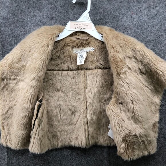 H&M Kids Girls Size 6-8 Faux Suede Vest Faux Fur Open Front Gray Taupe Boho Chic - Picture 6 of 7
